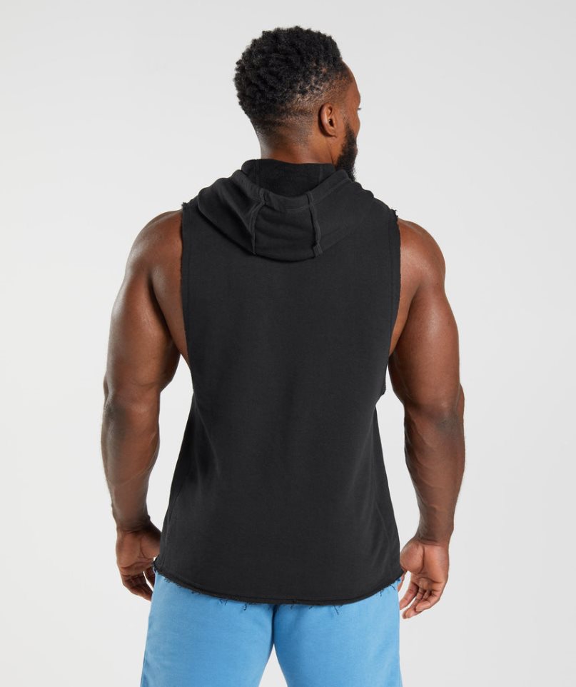 Men's Gymshark Legacy Drop Arm Hoodie Black | CA 6A51ND